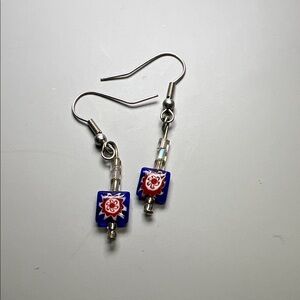 Elegant Blue and Silver Floral Earrings